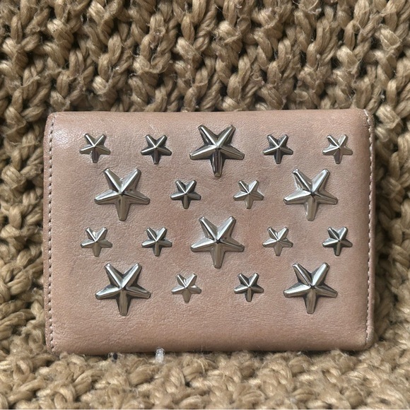 Jimmy Choo Star-Studded Nude Pink Leather Compact Wallet - EUC with COA - Picture 2 of 9